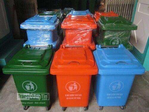 Thùng rác 60l, thùng rác công cộng , thùng rác nhựa, thùng rác nhiều màu, thùng rác nguyên dũng ( có bánh xe)  