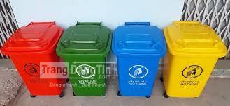 Thùng rác 60l, thùng rác công cộng , thùng rác nhựa, thùng rác nhiều màu, thùng rác nguyên dũng ( có bánh xe)  