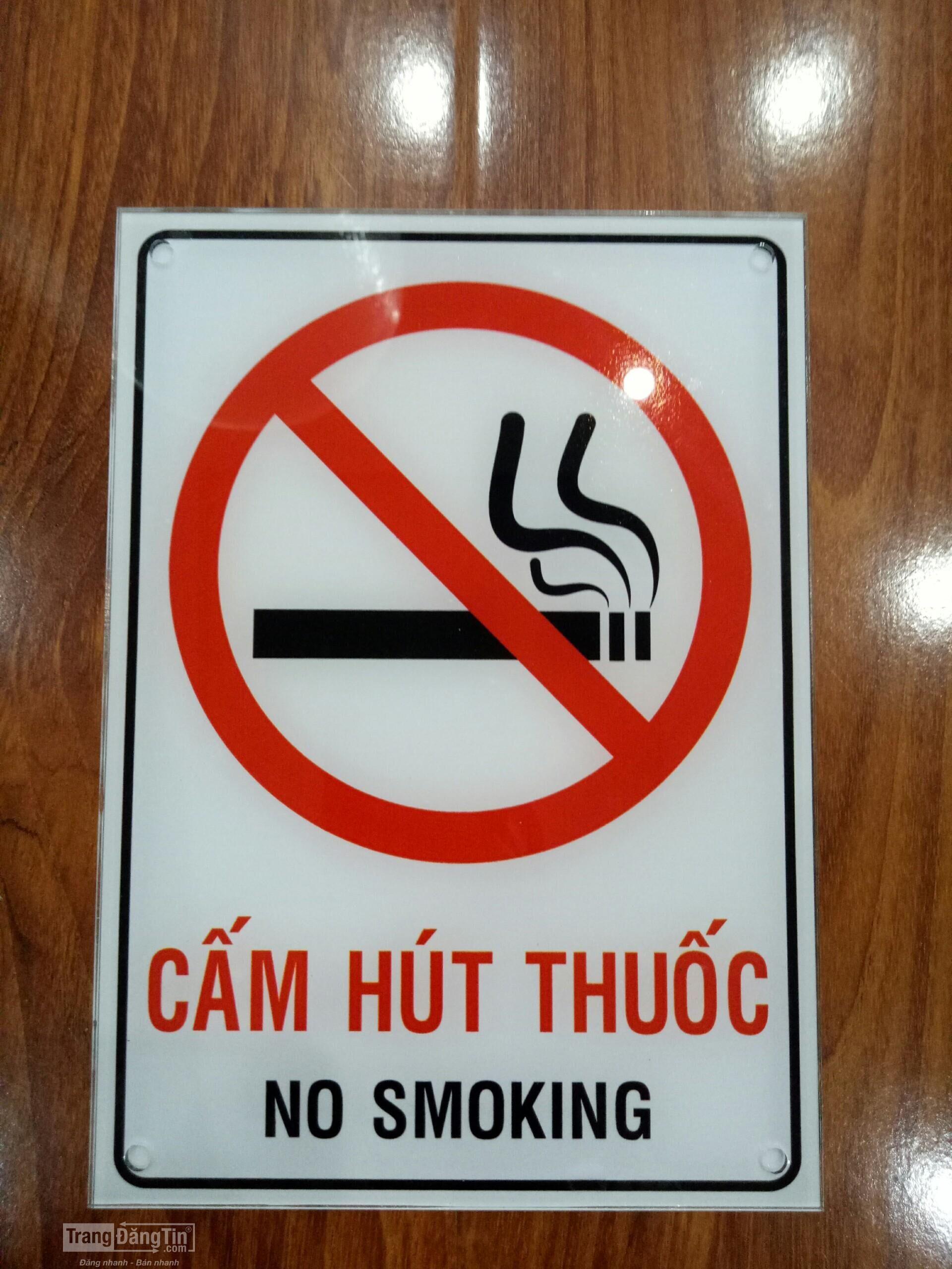 Biển báo cấm hút thuốc bằng mica, inox , đồng treo tường hoặc để bàn 