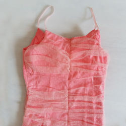Đầm ôm body phối ren lưới màu hồng